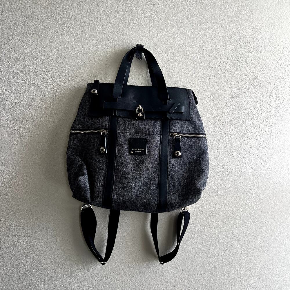 Henri Bendel Large Jetsetter Backpack Gray Canvas